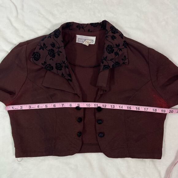 Vintage Studio C Maroon and Black Floral 2-Piece Dress and Jacket Set - Picture 13 of 16